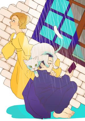 いのうえかなこ　イラストレーター (inowaysontyo)さんの【挿絵】短編「雨のなかの猫」（ヘミングウェイ）をテーマにしたイラストに対する提案 への提案