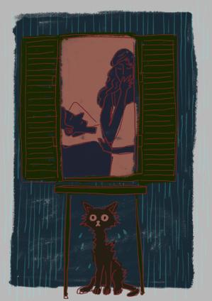 shirokuro_A (shirokuro_A)さんの【挿絵】短編「雨のなかの猫」（ヘミングウェイ）をテーマにしたイラストに対する提案 への提案