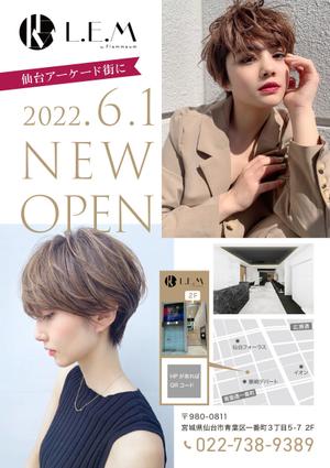 AO design (tomotomo2975)さんの6月にNEW OPENする美容室のチラシデザインへの提案