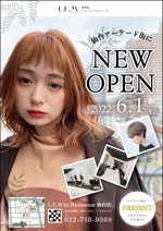 Ono Y (mirin_yo)さんの6月にNEW OPENする美容室のチラシデザインへの提案