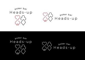 maco (macodesign_m)さんのアミューズメントポーカーバー　「heads-up」　のロゴ作成をおねがいしますへの提案