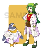 山城さーりー (SARLIE)さんのケツァールを擬人化したキャラクターと、ペンギンの研究者のデザインへの提案