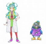 小嶋　季衣子 (rieko_kojima)さんのケツァールを擬人化したキャラクターと、ペンギンの研究者のデザインへの提案