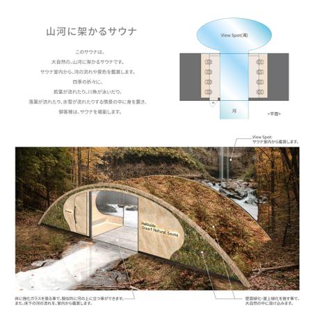 7k-Architect (seven-key)さんのパースデザインコンテスト：北海道某所【新設】大自然に溶け込む「サウナ」施設デザインをお願いします。への提案