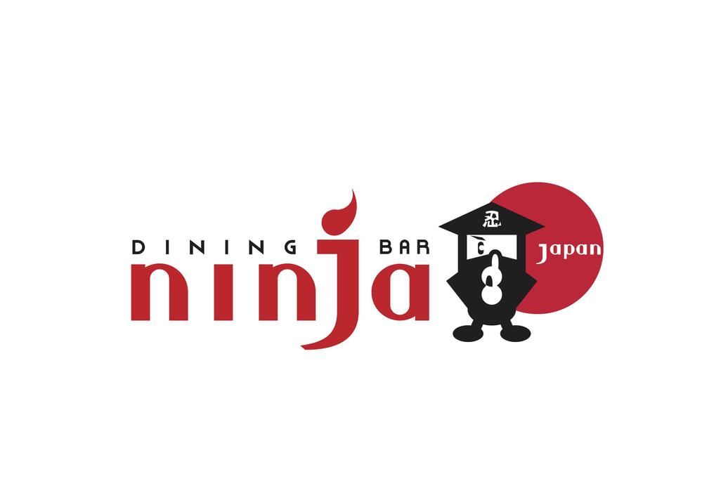 「忍者、NINJA、JAPANESE　DINING　&　BAR」のロゴ作成