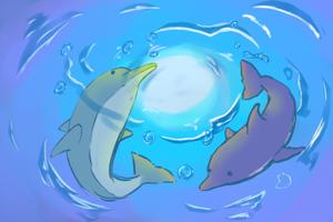 オソノ (osonono)さんの月とイルカのイラストへの提案