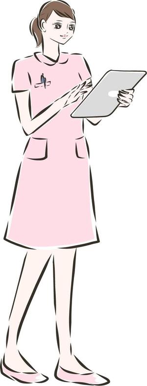 kuniko925 (kuniko925)さんの「タブレットを持ち、操作している看護師」のイラストへの提案