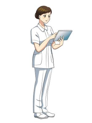 株式会社ひでみ企画 (hidemikikaku)さんの「タブレットを持ち、操作している看護師」のイラストへの提案