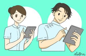 Satom.（さとみ） (hanamori28)さんの「タブレットを持ち、操作している看護師」のイラストへの提案