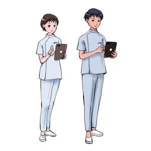 KOMATSU (komatsu_ta)さんの「タブレットを持ち、操作している看護師」のイラストへの提案