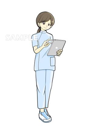 橙　ころも (daidaikoromo)さんの「タブレットを持ち、操作している看護師」のイラストへの提案