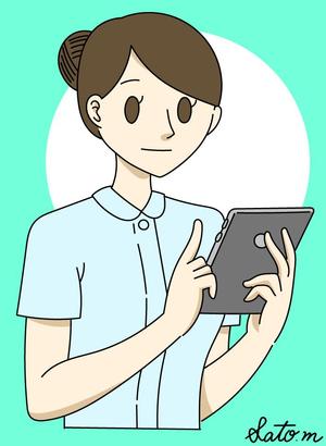 Satom.（さとみ） (hanamori28)さんの「タブレットを持ち、操作している看護師」のイラストへの提案