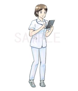freehand (freehand)さんの「タブレットを持ち、操作している看護師」のイラストへの提案