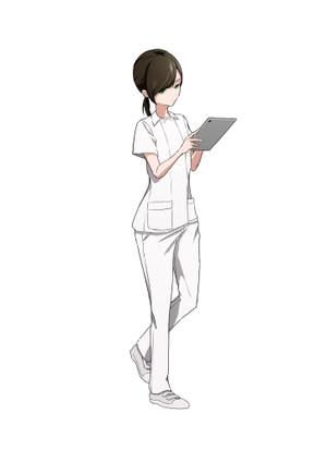 畳 (t4tami)さんの「タブレットを持ち、操作している看護師」のイラストへの提案