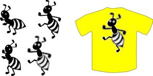 さんのTシャツワンポイント用アリ（蟻）のデフォルメされたキャラクターロゴへの提案