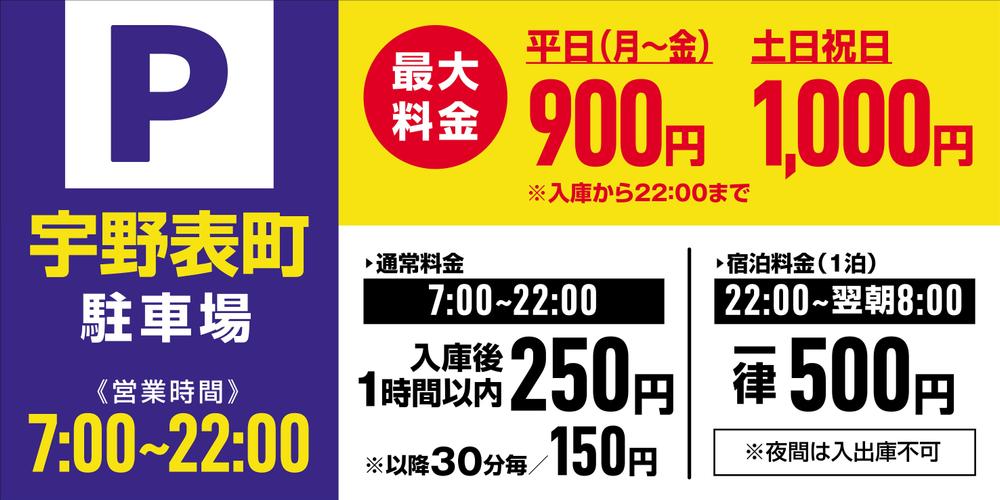 【立体駐車場　看板】料金案内等の看板デザイン作成