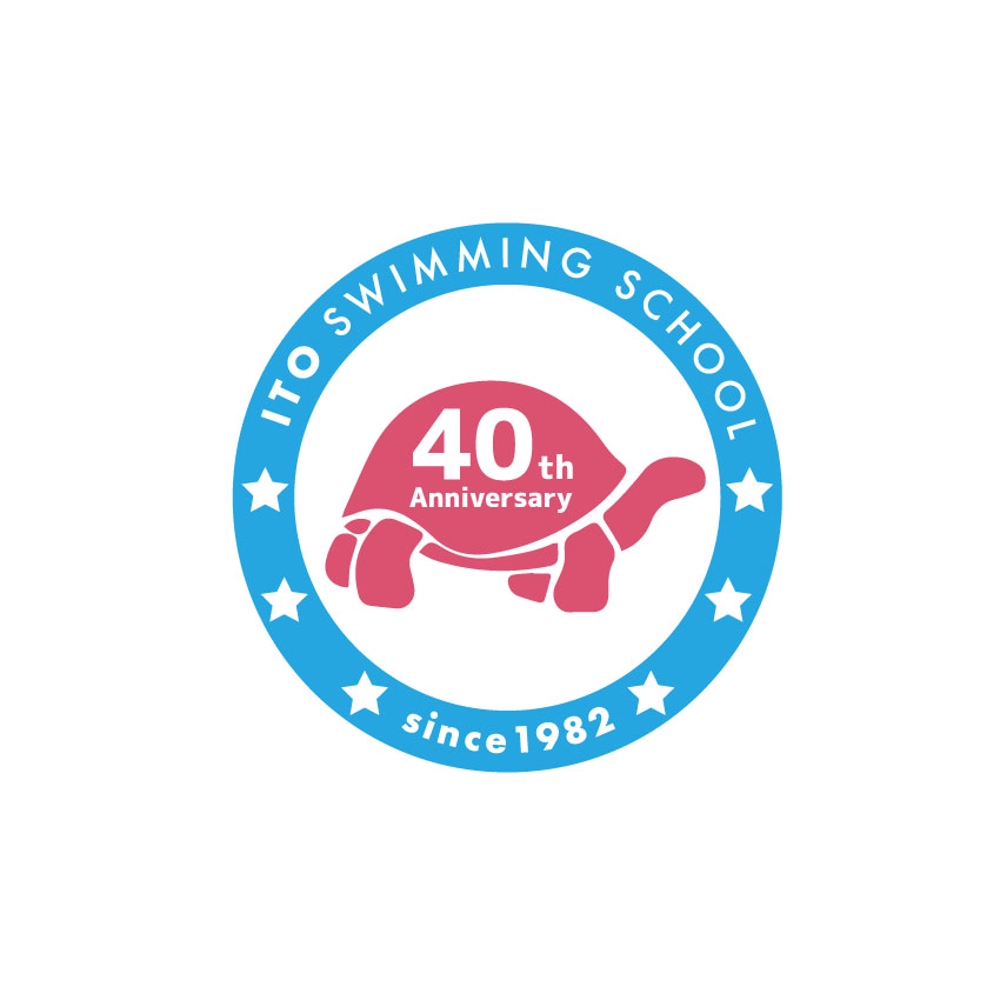スイミングスクール創業40周年のロゴ