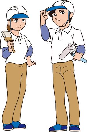 山上ひろし (iwaakira)さんの塗装会社のキャラクター（若い男女）への提案