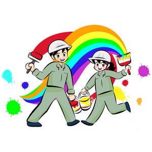 うに (uri180uri)さんの塗装会社のキャラクター（若い男女）への提案