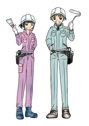 A-sa【アサ】 (DoN-run)さんの塗装会社のキャラクター（若い男女）への提案
