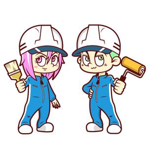 ぴ~タン (p-tan)さんの塗装会社のキャラクター（若い男女）への提案