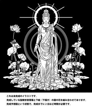 ウエタペ (UeTaPaint)さんの永代供養墓に、サンドブラストにて彫刻する聖観世音菩薩様立像のイラストへの提案