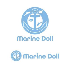 j-design (j-design)さんの水色と白を基調とした内装・海がコンセプトのコンカフェ「Marine Doll」のロゴ及びロゴマークへの提案