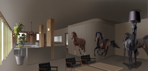 鈴木剛平 (mountaineer_design)さんの引退競走馬を眺めながらくつろげるYogiboヴェルサイユリゾートファームのカフェ内装デザインへの提案