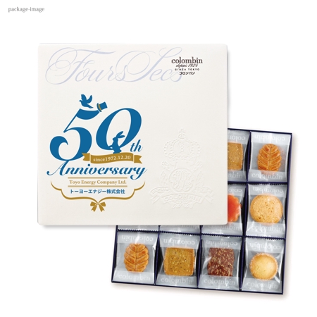 coyuki (liebeml)さんの５０周年記念品のお菓子缶蓋へのデザインへの提案