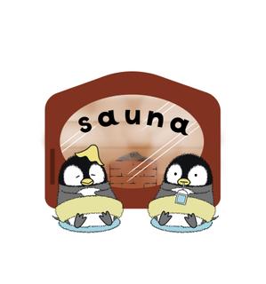 ujiko (ujiko)さんのペンギンがサウナ室の前で待機しているイラスト／サウナグッズブランド：37zoo（サウナズー）への提案