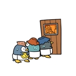 ももひき（うえの） (momohiki011)さんのペンギンがサウナ室の前で待機しているイラスト／サウナグッズブランド：37zoo（サウナズー）への提案