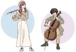 Miel (Miel)さんの音楽教室の楽器占いに使用する楽器を持った人物のイラスト（2枚からご参加いただけます！）への提案