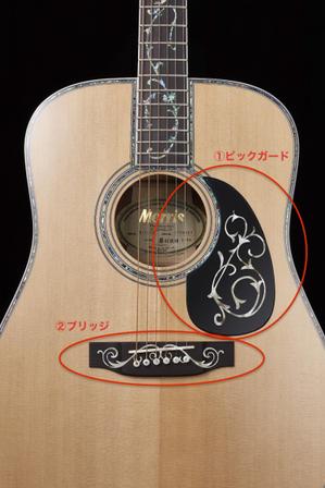 大西康雄 (PALLTER)さんの特注ギターのパーツへ描くデザイン2点（ピックガード ブリッジ）への提案