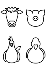 丘-図案編集室 (qq_81)さんの牛・豚・ニワトリ・鴨のイラストへの提案