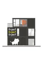 株式会社toYou (tonsan21)さんのコンテナを使った3階建てビルに文字やイラストを入れてさらにオシャレにしたい。への提案