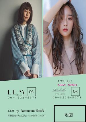 maimiuken (maimiuken)さんの8月にNEW OPENする美容室&まつげサロンのチラシデザインへの提案