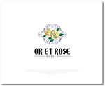 Q-Design (cats-eye)さんの経験者のためのお洒落なフラワー教室・フラワーコーディネート「OR ET ROSE」のロゴ仕事への提案