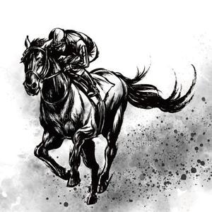 よしむらやえ (uzuharu)さんの競走馬オーナーズクラブHP用のトップページ画像制作依頼（墨絵・水墨画）への提案