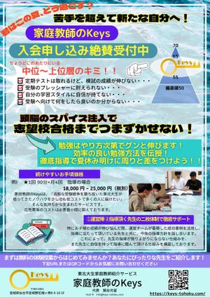 shiori (shio-1992)さんの「家庭教師のKeys」のチラシに関するデザイン案【夏をイメージしたもの】への提案