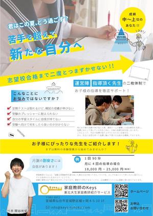 西川優奈 (yuna38)さんの「家庭教師のKeys」のチラシに関するデザイン案【夏をイメージしたもの】への提案