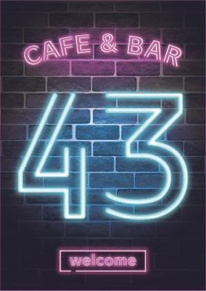 h.sakuma1988 (hi_ro06)さんのカフェバー「Cafe and Bar 43」のフライヤーへの提案