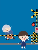 Sato (hosino_03)さんの鉄道会社が行う踏切事故防止キャンペーンにて使用するチラシとノベルティのイラストへの提案