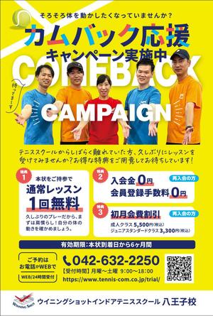 LIKEWORK (LIKEWORK)さんのテニススクールの再入会キャンペーンハガキへの提案