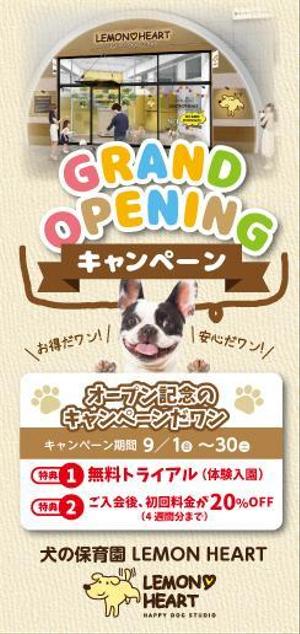 toshimi (crazymoon_tsm)さんの店舗オープン（犬の保育園）キャンペーン用の販促フライヤーデザイン制作のお願いへの提案