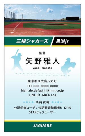 佐野可那子 (sakanadesign)さんの少年野球チーム監督の名刺デザインへの提案