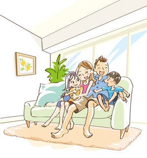 フジタけいと (fujitakeito)さんの女性向け挿絵の依頼。住宅や家族がコンセプト。パンフレット用。(30点の依頼です）への提案