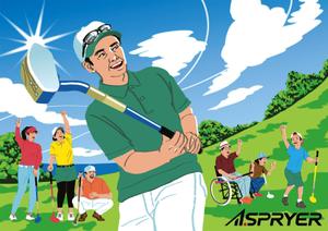 のざかはなえ ()さんの中高年のスポーツ　グラウンド・ゴルフ　人物イラスト　　初心者で参加したくなるようなイラストへの提案