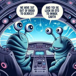 derusin (derusin)さんの動画内で使用する「宇宙船で会議する宇宙人のイラスト」への提案