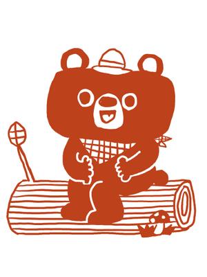 イラストレーターゆっちょ (ucchoco)さんのアウトドア商品にプリントする『木に座っているクマ』のイラストへの提案