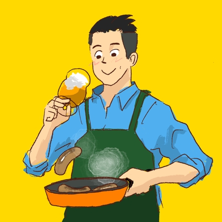 立川恭太郎 (kyotaro071)さんのビールを持つ男性のイラストへの提案